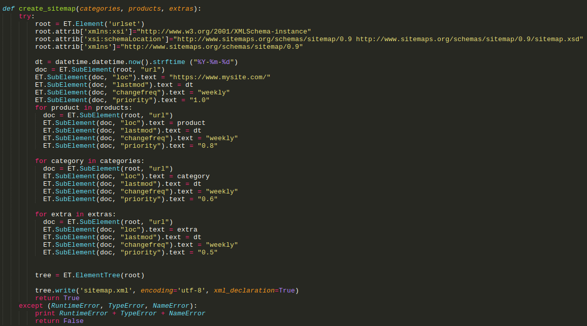 sitemap using python